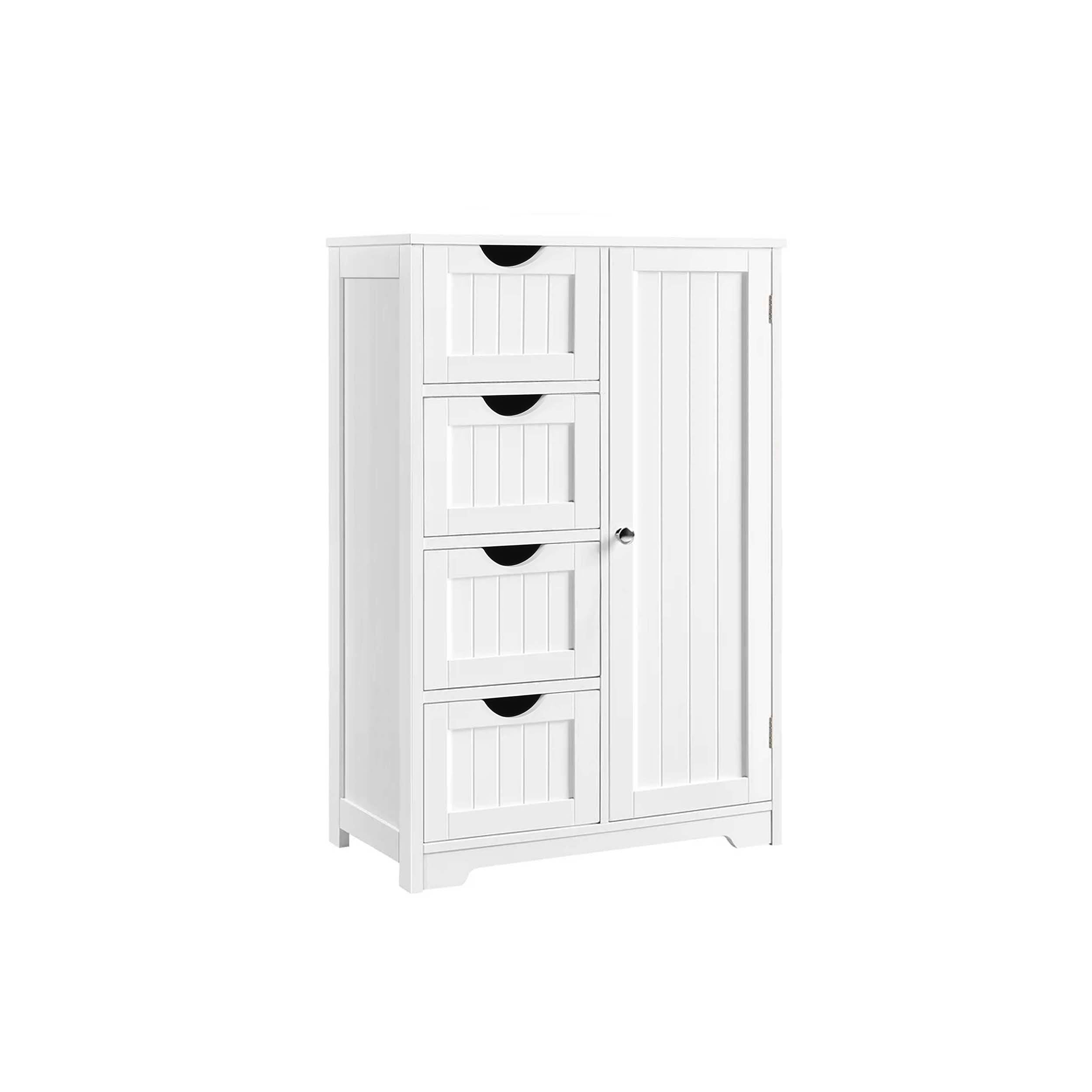 White 4 Drawers Bathroom Storage Cabinet with 2 Shelves W650855