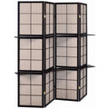 4 Panel 4 Shelf Room Divider in Tan and Cappuccino K6119