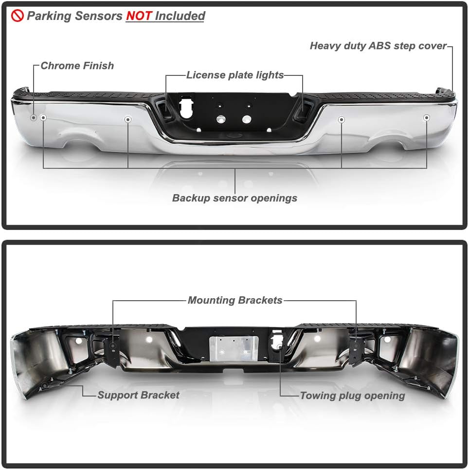 Chrome Steel Rear Step Bumper for Dodge Ram 1500 X83004