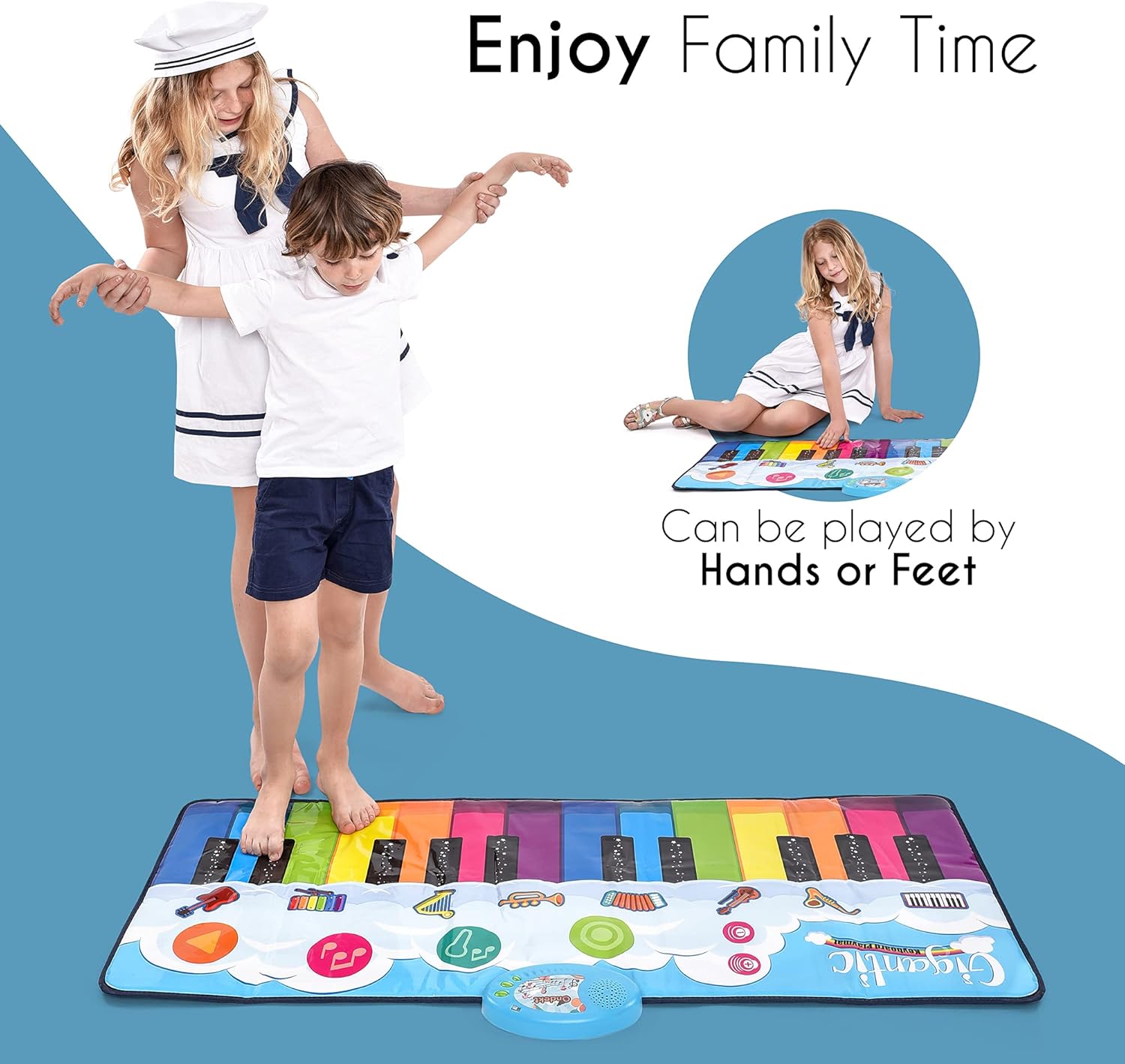 Floor Piano Mat – 24 Keys, 8 Inbuilt Sounds, with 2 Maracas, Tambourine, and Flute S10342