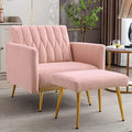 Black Velvet Single Sofa Chair with Ottoman N3554