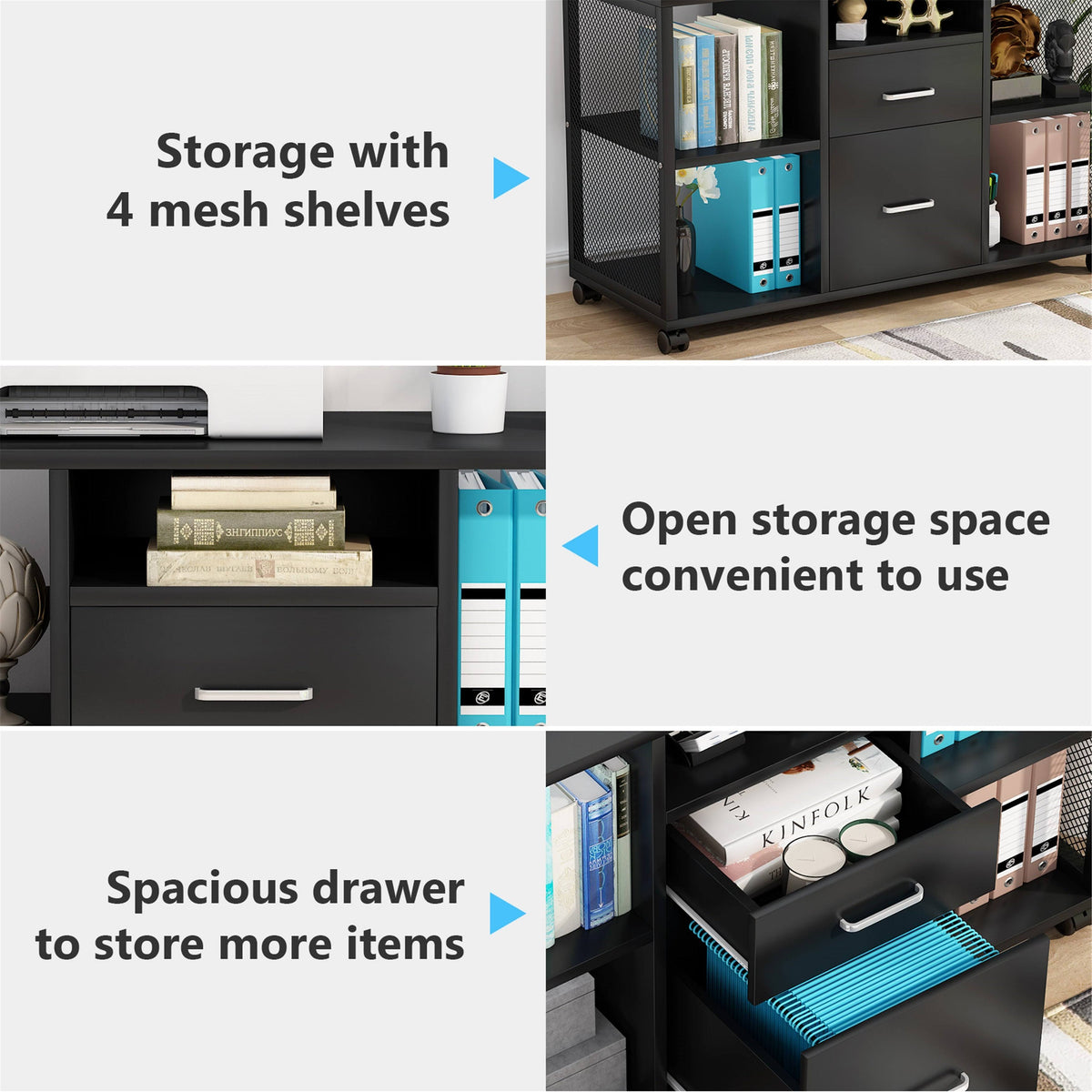 Black 2-Drawer Mobile Filing Cabinet J54558