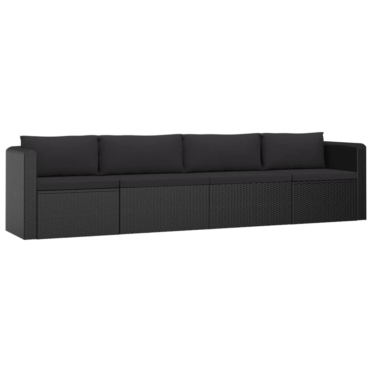 4 Piece Poly Rattan Patio Sofa Set with Cushions Black D647438