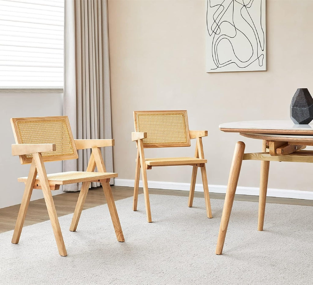 Rattan Cane Dining Chair with Wood Base H779326