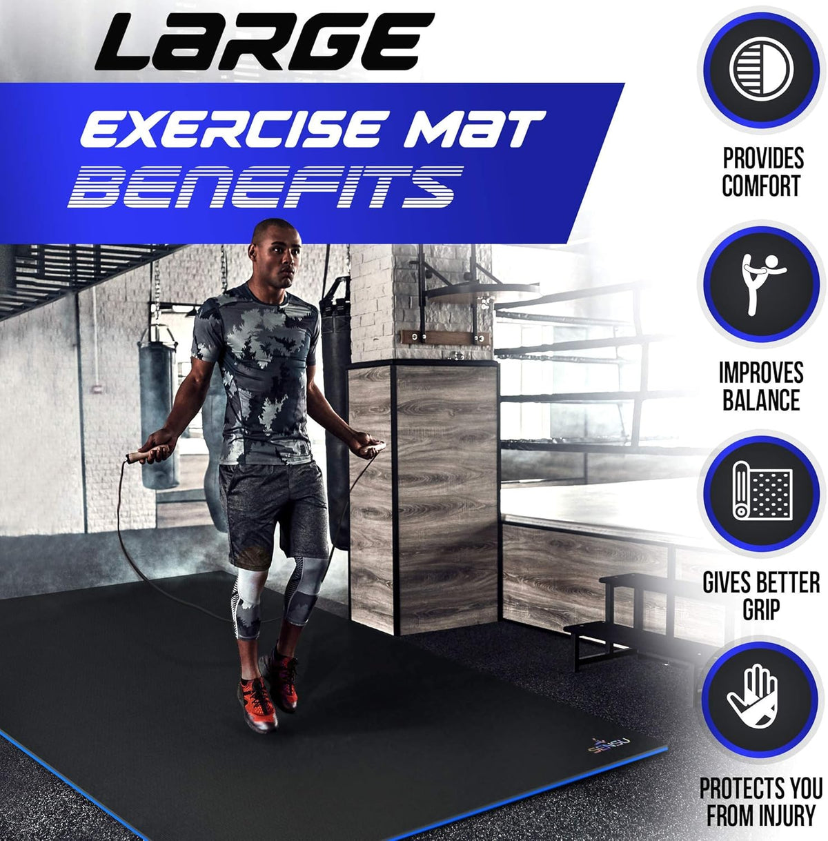 Large Exercise Mat 6’ x 4’ x 8.5mm Extra Thick Non-Slip Workout Mat H318