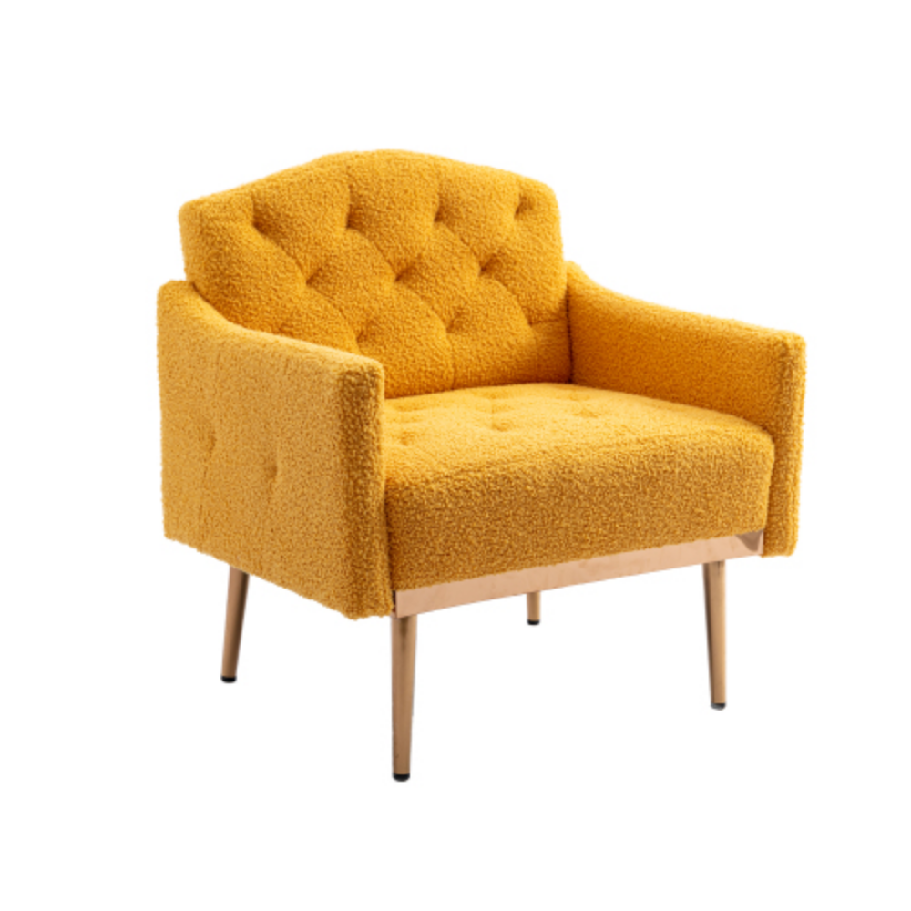 Camel Mustard Teddy Accent Chair with Metal Feet F3784