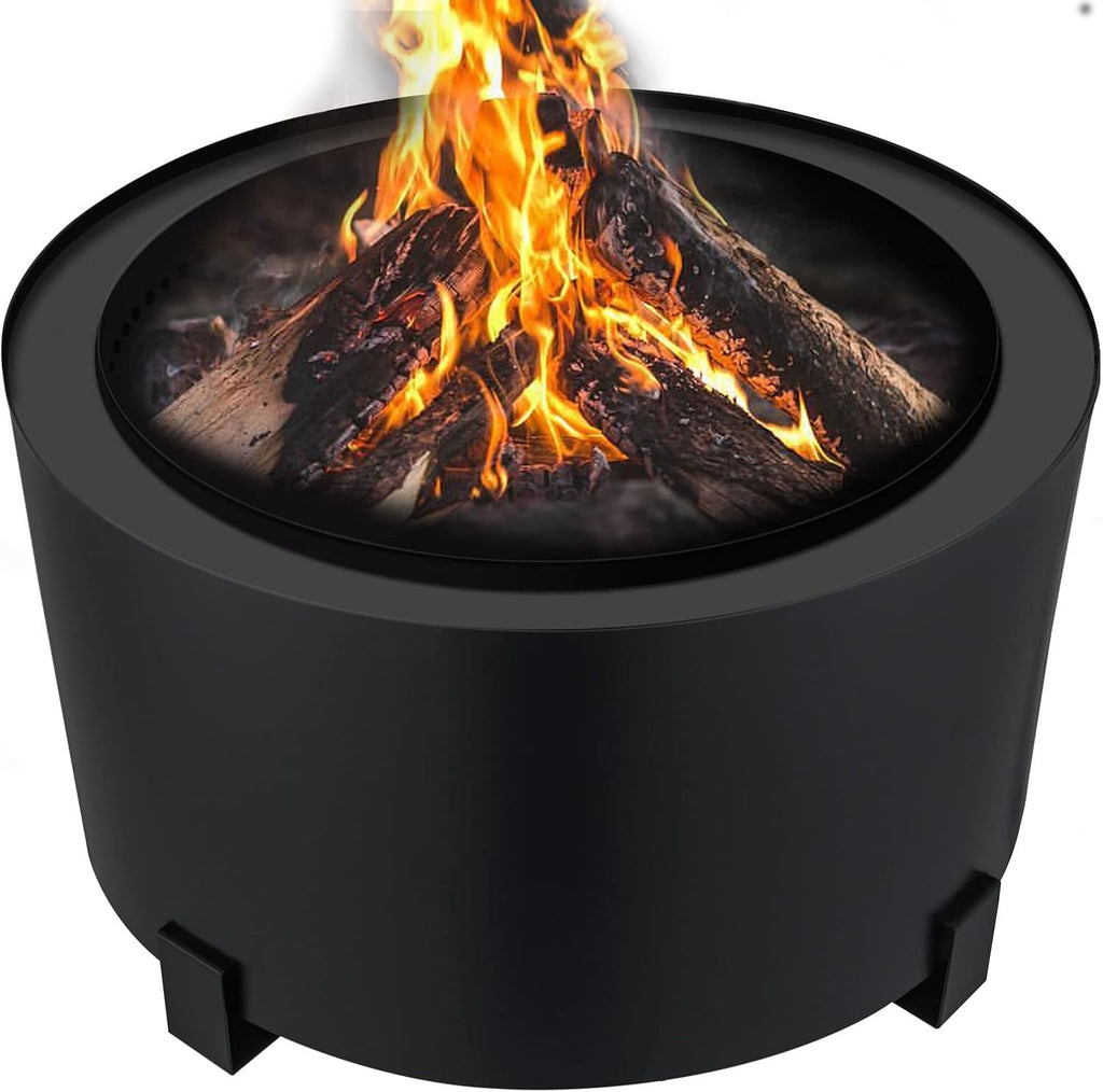 Carbon Steel Smokeless Fire Pit, 23.6-inch Diameter, Portable Wood Burning Fire Pit Q95014