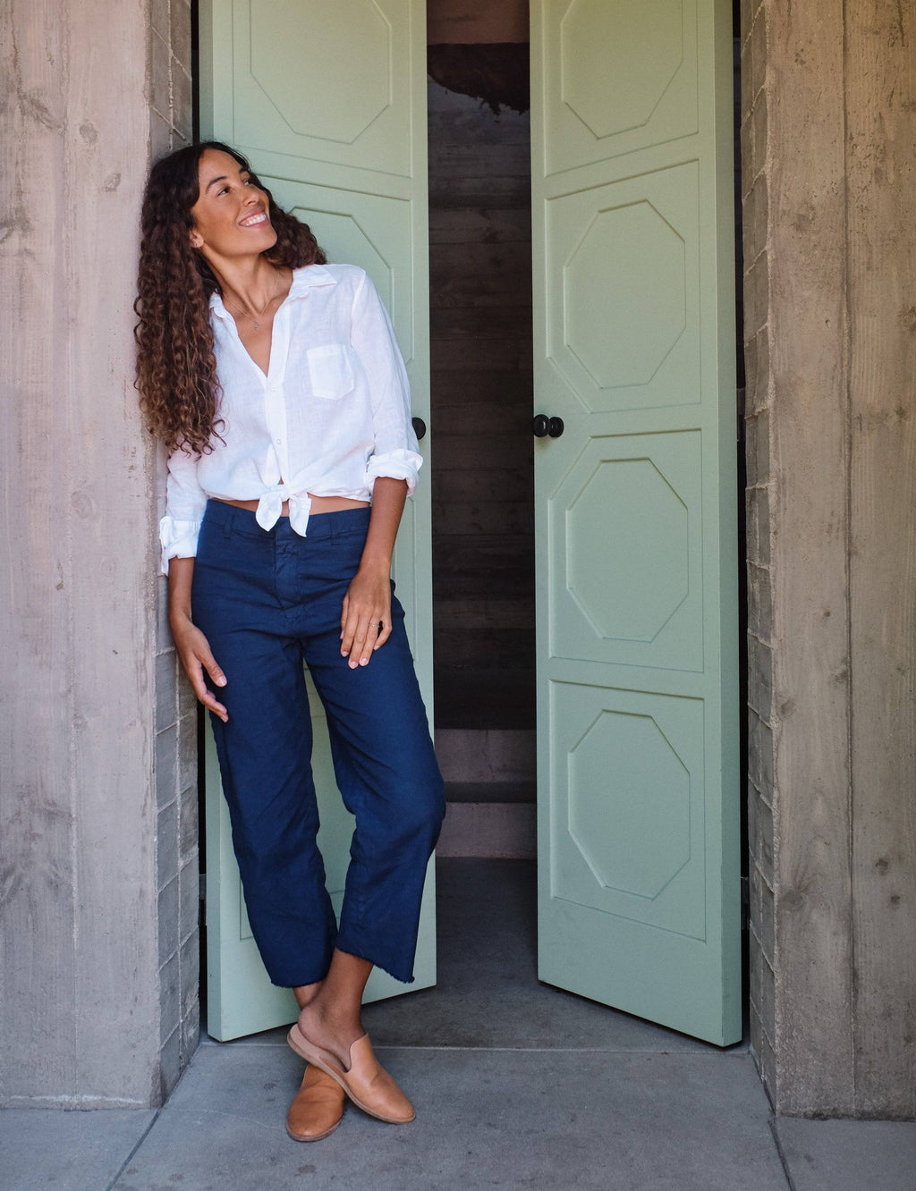 Navy Blue Italian Performance Linen Shirt O650