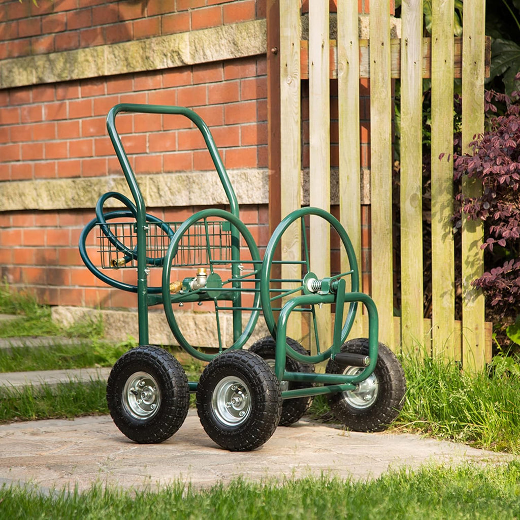4 Wheel Garden Hose Reel Cart, Green S861541