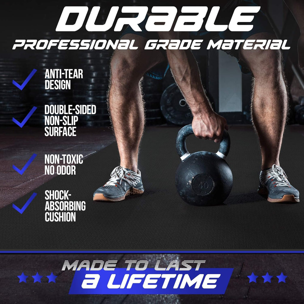 Large Exercise Mat 6’ x 4’ x 8.5mm Extra Thick Non-Slip Workout Mat H318