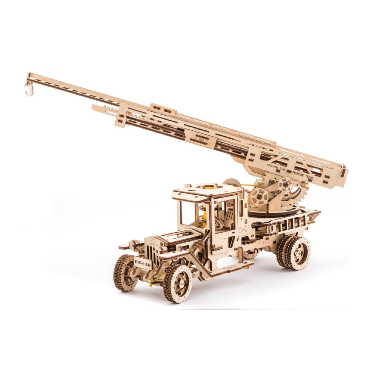 Fire Truck with Ladder Mechanical Wooden Model Kit 3D Puzzle I5597