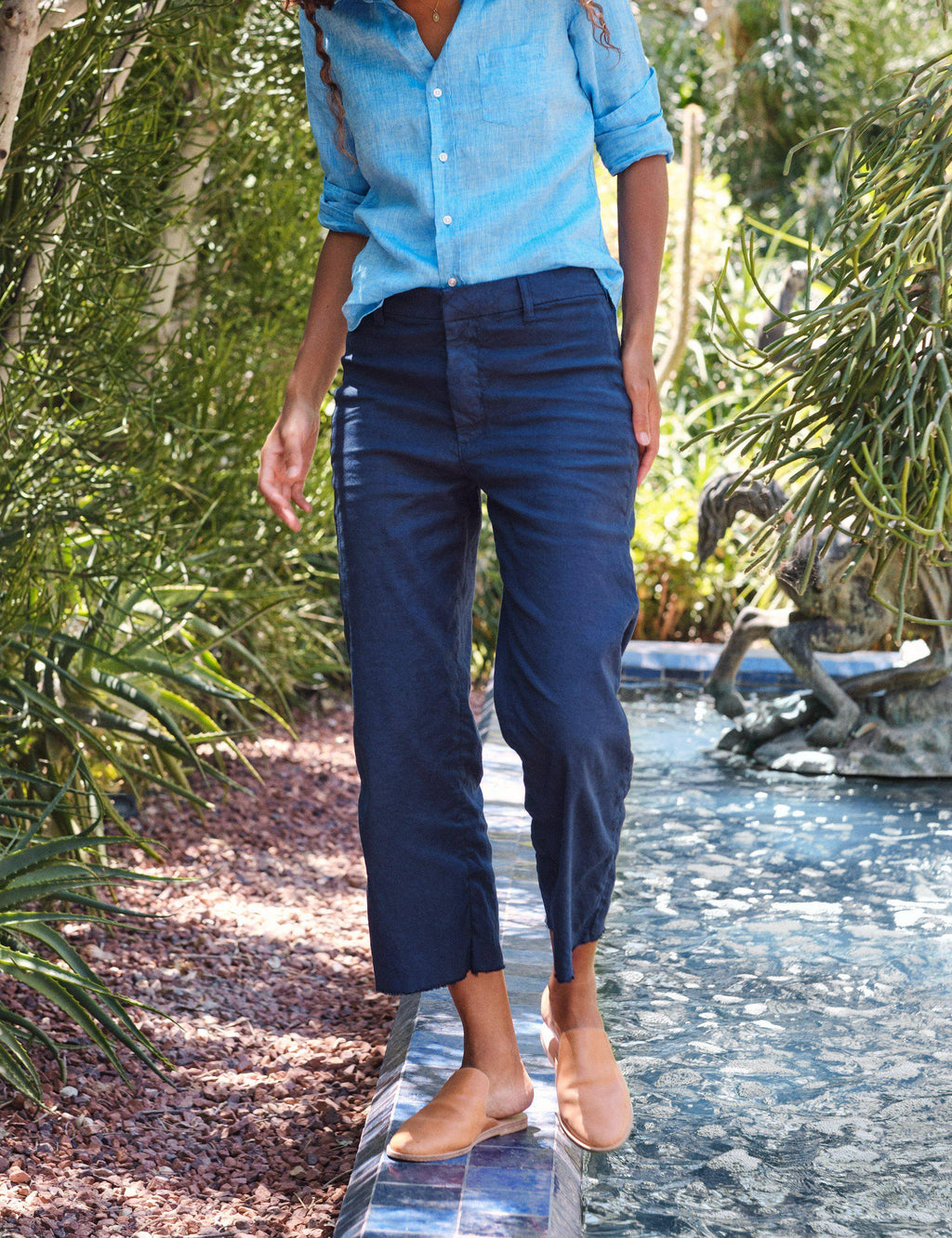 Navy Blue Italian Performance Linen Shirt O650