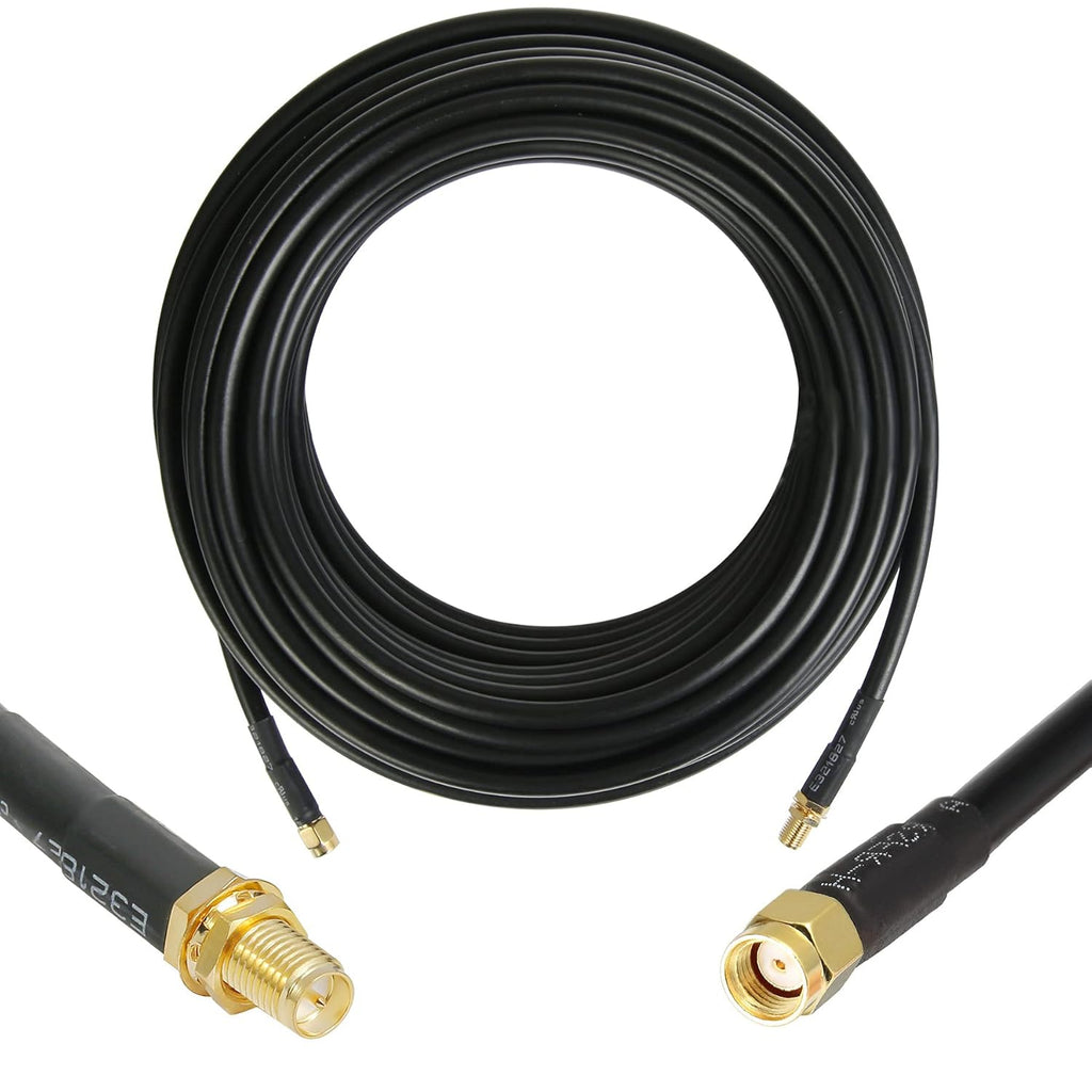 36 ft RP-SMA Male to RP-SMA Female Extension Cable 50 Ohm Pure Copper Low-Loss Coax Jumper G881580