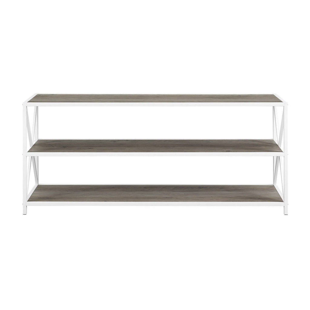 X-Frame 60x22 Wide 2 Shelf Laminate Shelving Unit Slate Gray / Black Y694