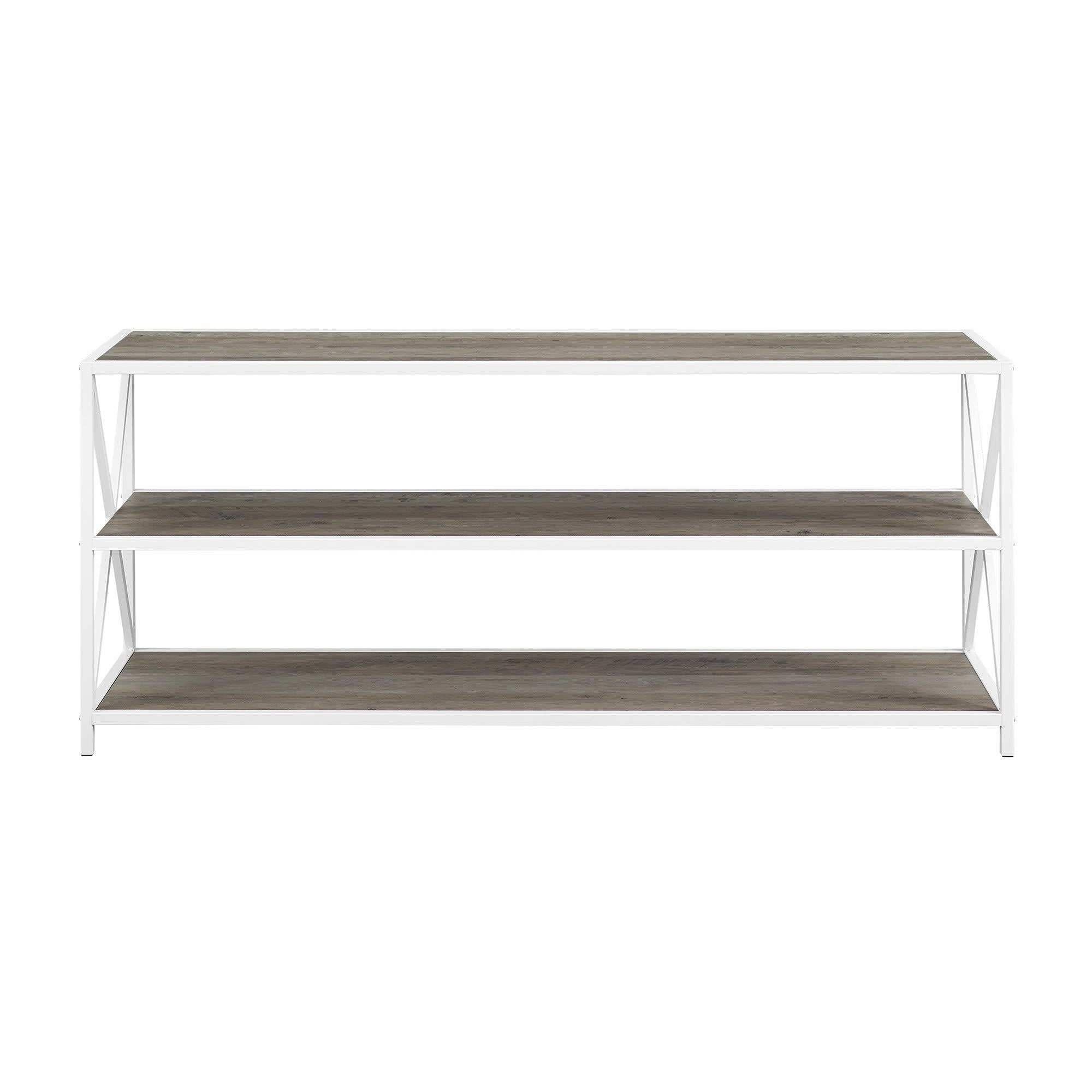 X-Frame 60x22 Wide 2 Shelf Laminate Shelving Unit Slate Gray / Black Y694