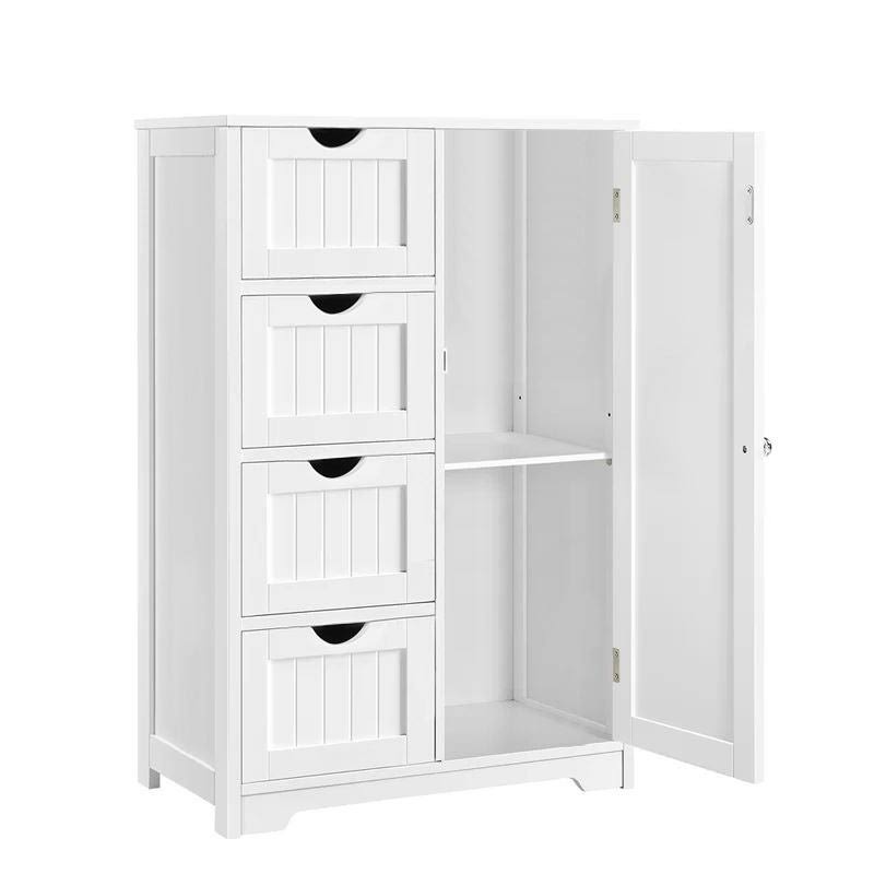 White 4 Drawers Bathroom Storage Cabinet with 2 Shelves W650855