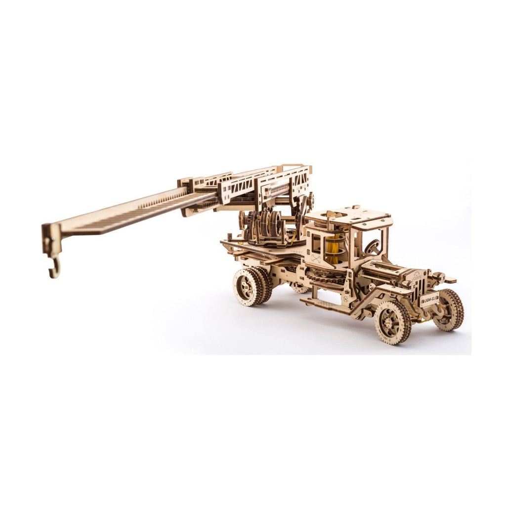 Fire Truck with Ladder Mechanical Wooden Model Kit 3D Puzzle I5597