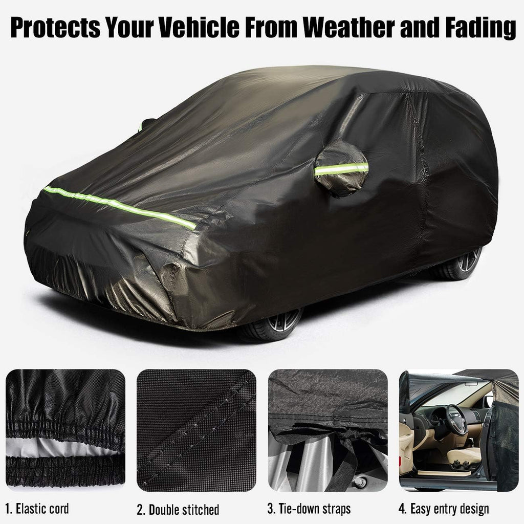 Hatchback Car Cover 5 Layers Universal Fit 157 to 171 inch Pack of 2 F3378