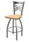 Swivel Counter Stool with Stainless Finish and Natural Maple Seat C880