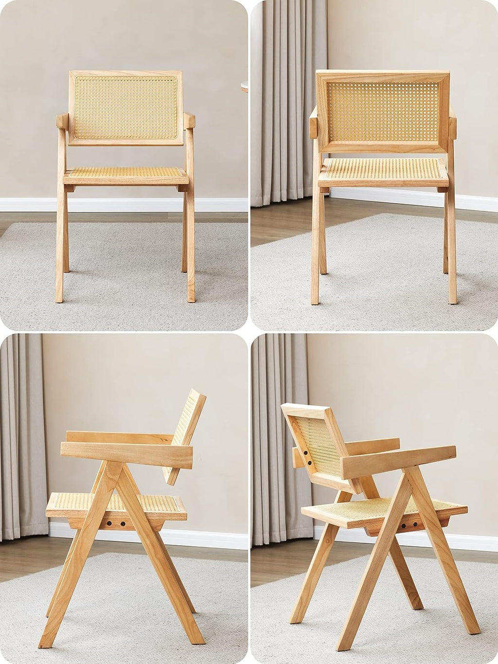 Rattan Cane Dining Chair with Wood Base H779326
