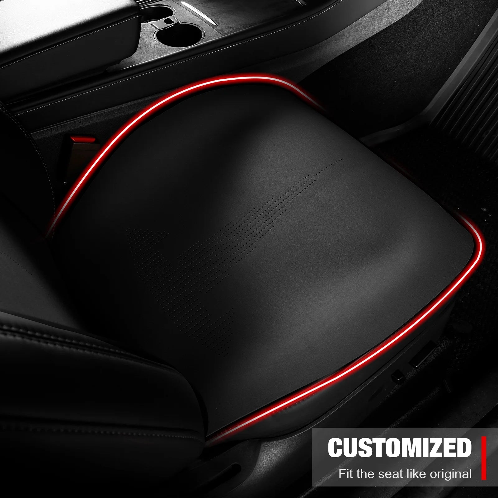 Black Suede Leather Seat Cover Cushion Protectors W322385