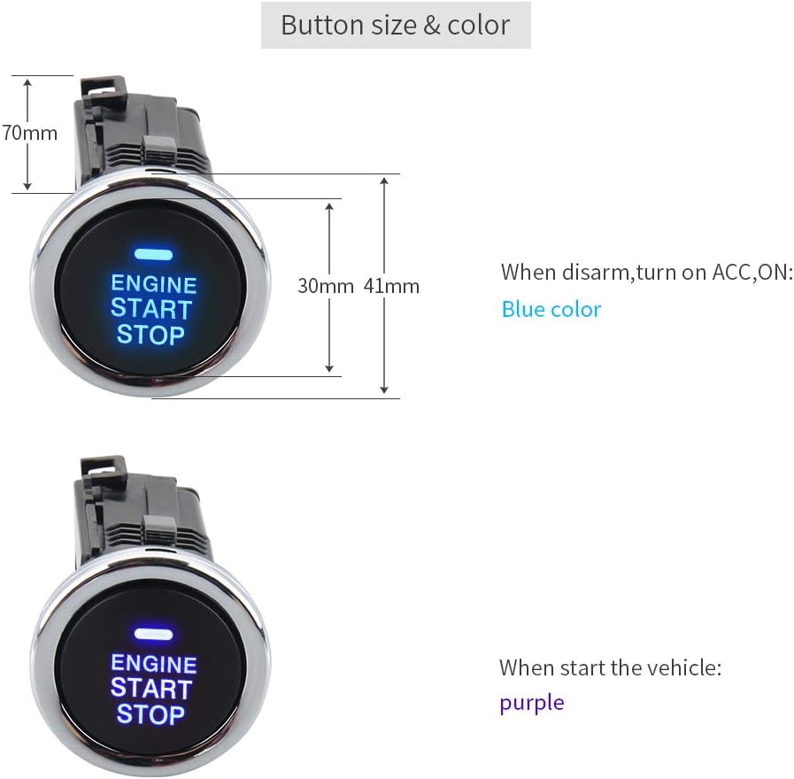 Rolling Code Car Alarm System with Passive Keyless Entry Push Start Stop Button O325556