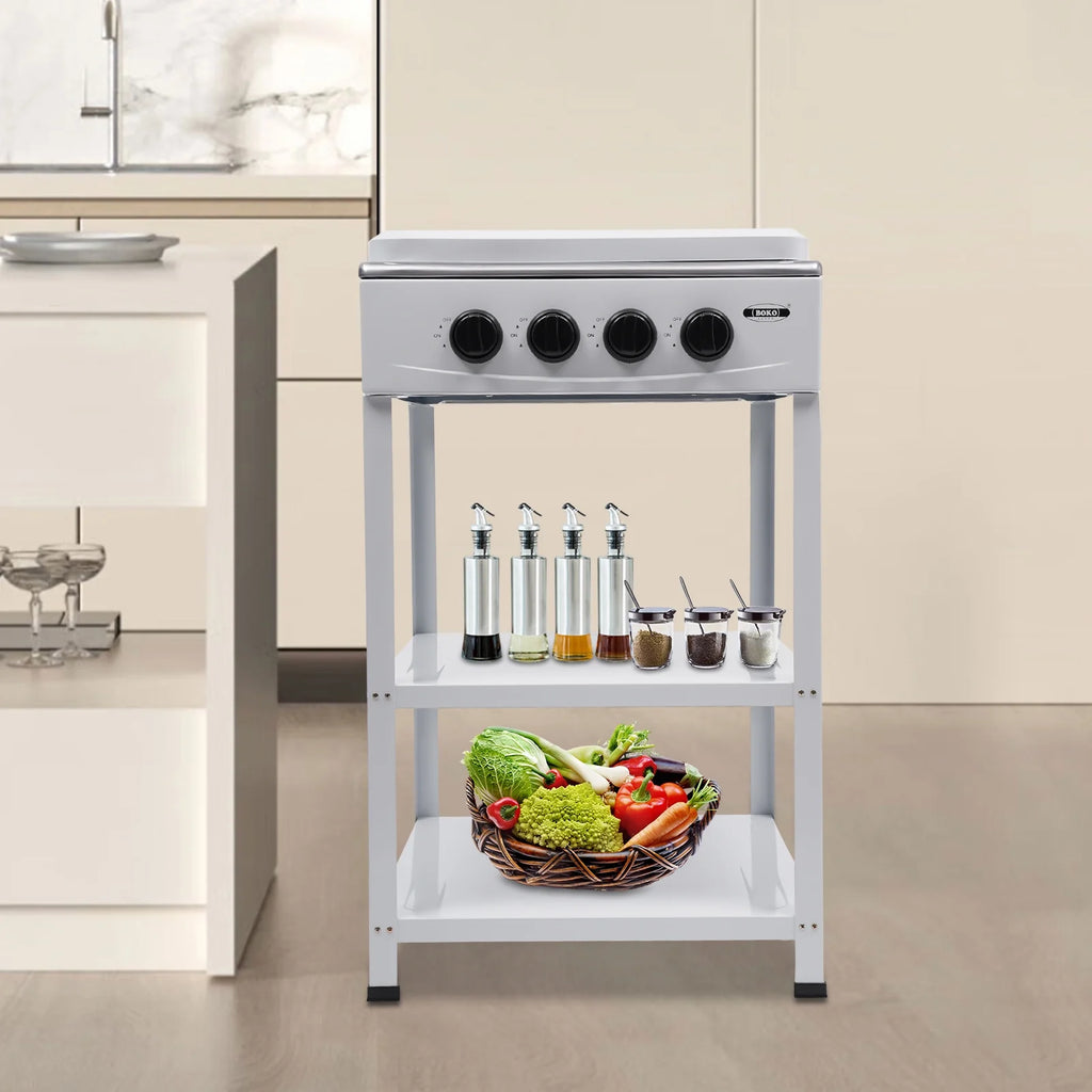 Portable 4 Burner Gas Stove with Support Leg Stand and Storage Rack J1771