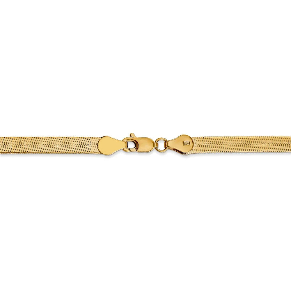 14kt Yellow Gold 4mm Herringbone Chain Bracelet 8 inch Y116