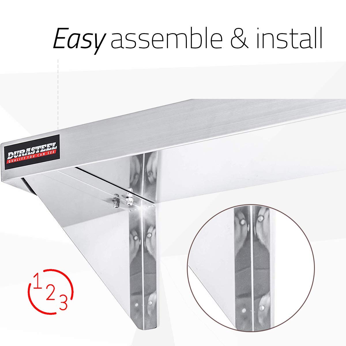 Stainless Steel Wall Mount Shelf 48" Wide x 14" Deep V6350