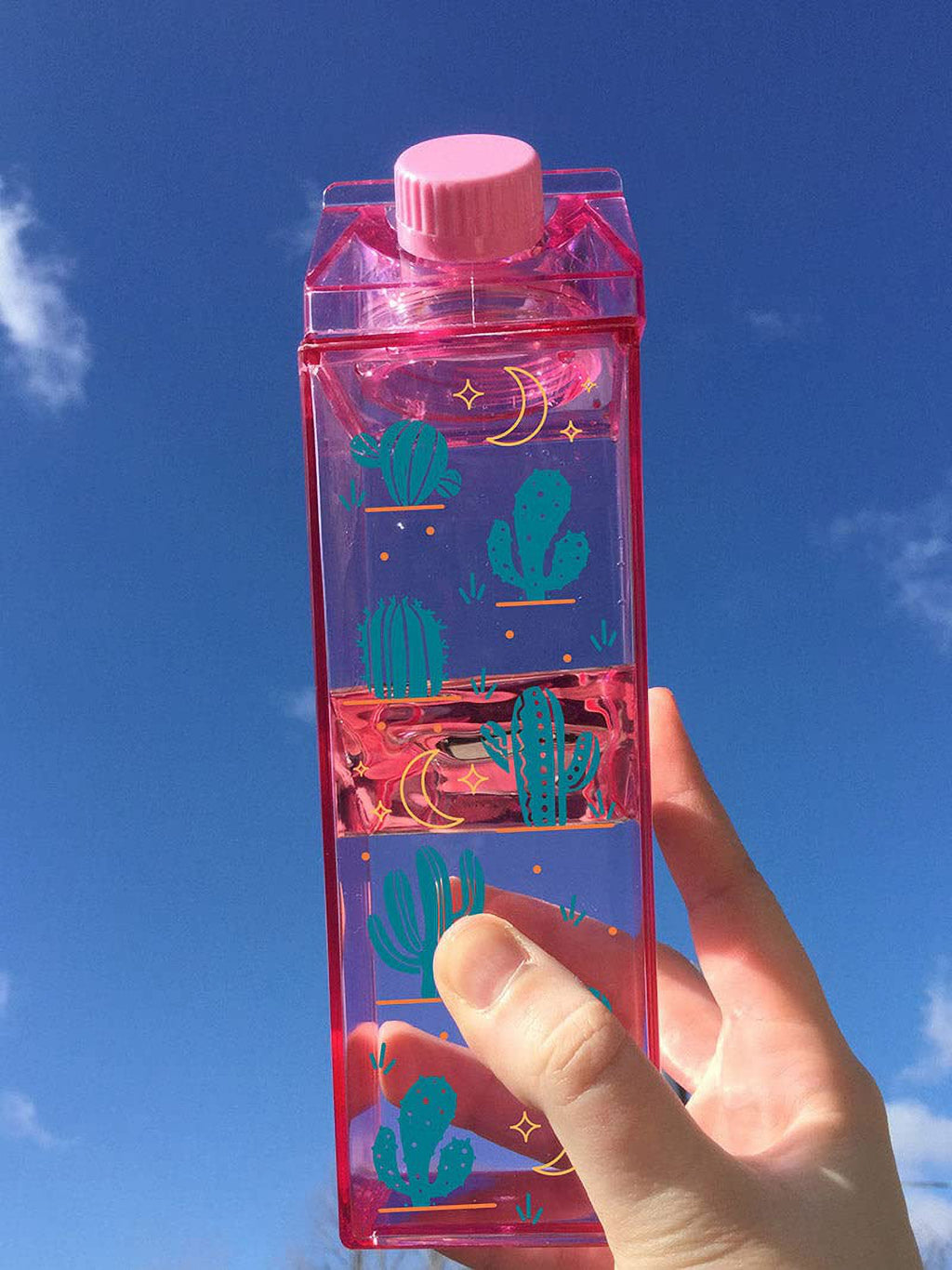 Cactus Pattern Milk Carton Water Bottle 500Ml 16.9Oz Q147