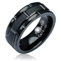 Black Tungsten Rings Wedding Band Brick Pattern Brushed Size 6-16 S857