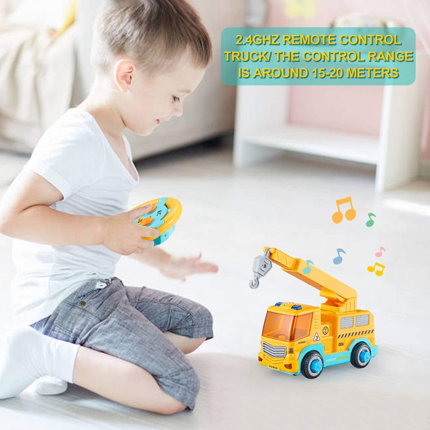 Take Apart Car STEM Toy Building Set with Electric Toy Drill and Remote Control Construction Vehicle Y49354