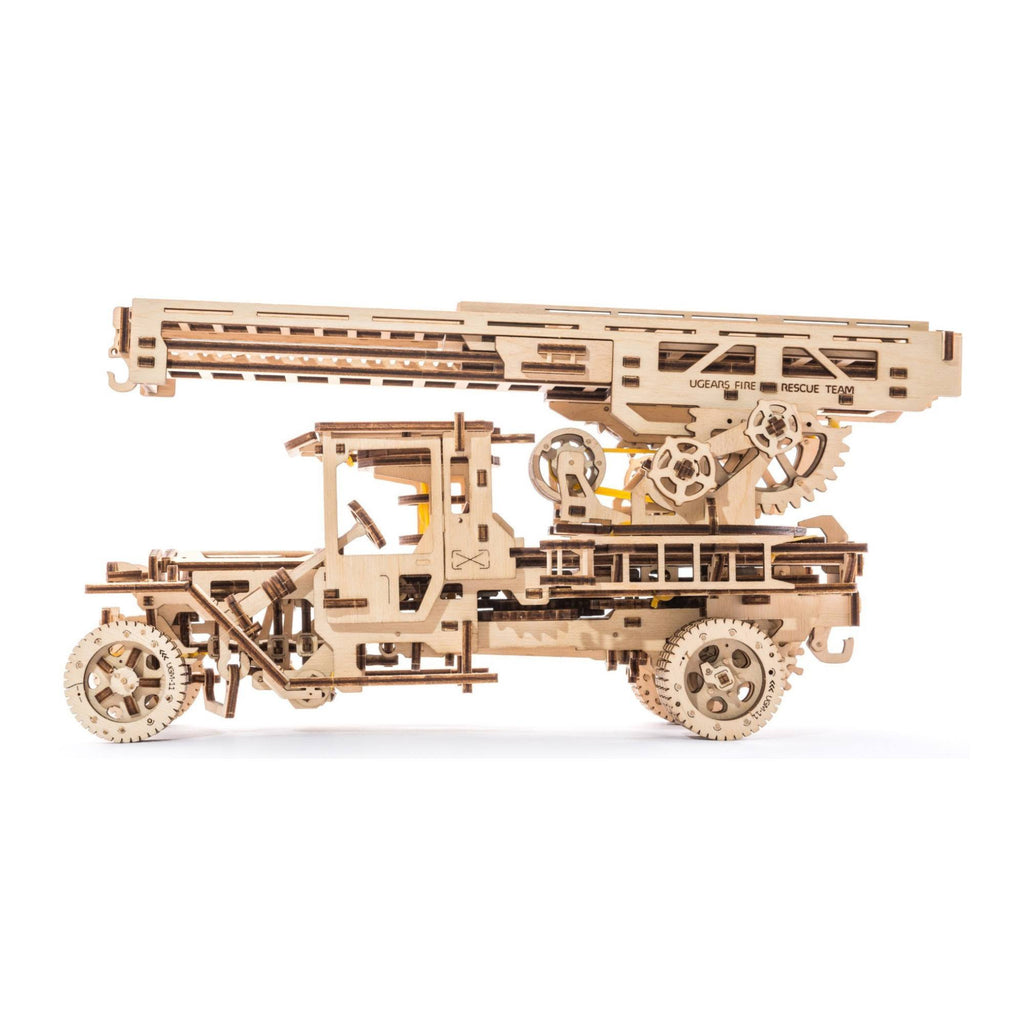 Fire Truck with Ladder Mechanical Wooden Model Kit 3D Puzzle I5597