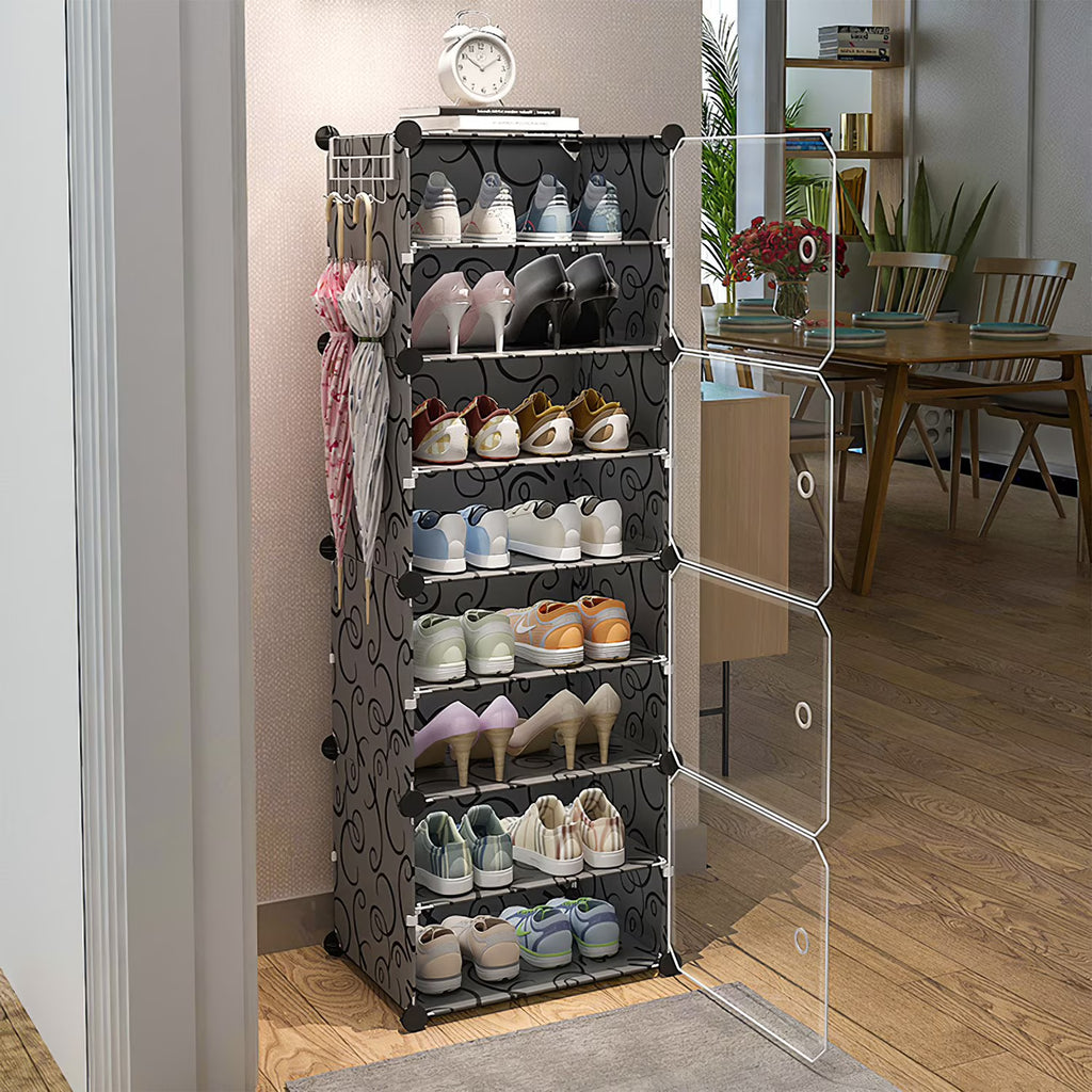 Black 8 Tier Shoe Storage Cabinet F428