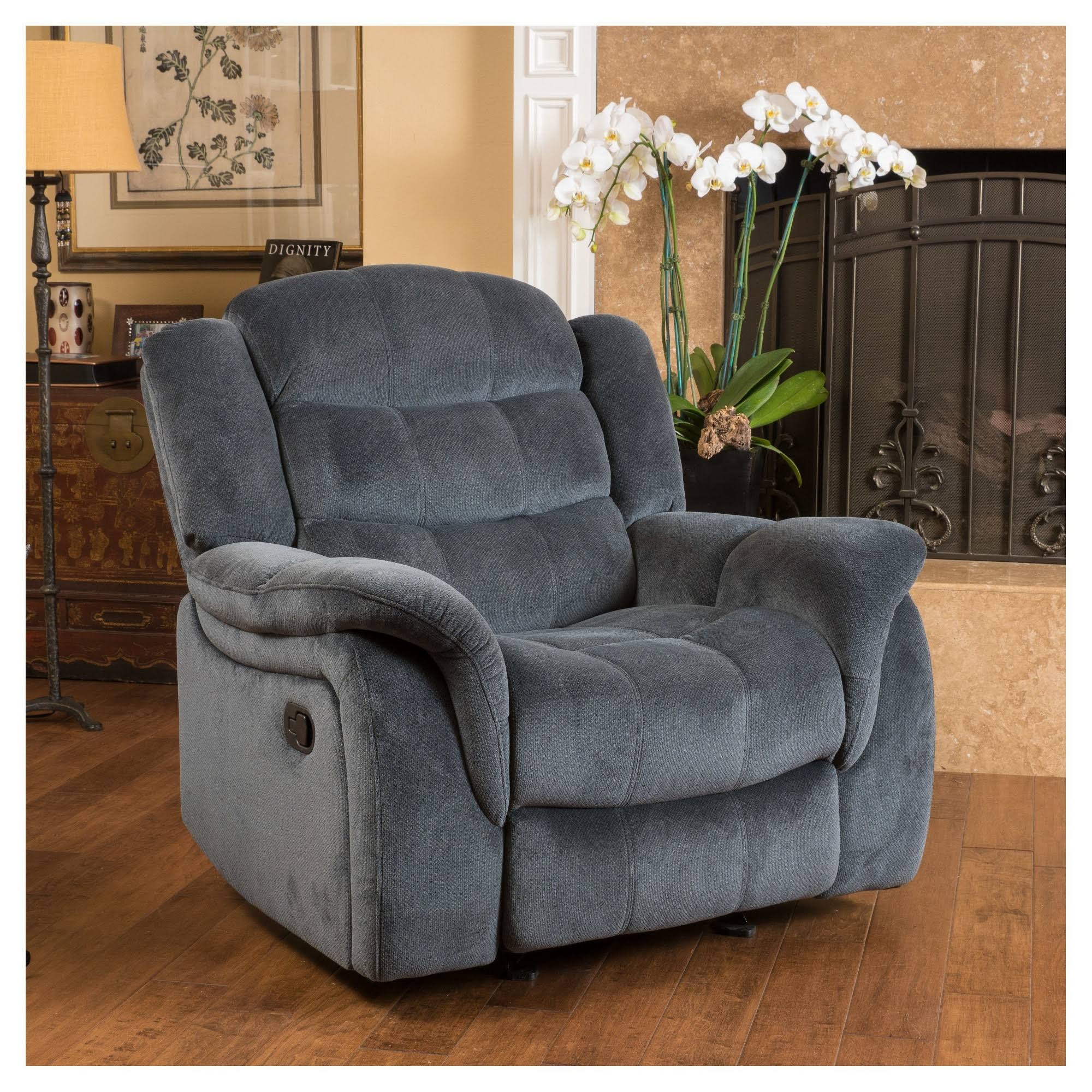 Grey Fabric Glider Recliner Club Chair V9112