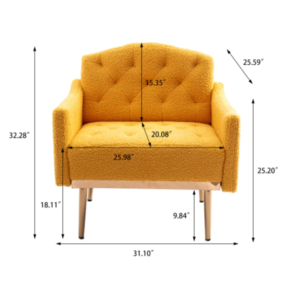 Camel Mustard Teddy Accent Chair with Metal Feet F3784