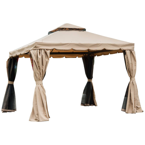 10'x10' Aluminum Outdoor Gazebo Canopy Tent with Mesh Sidewalls I124