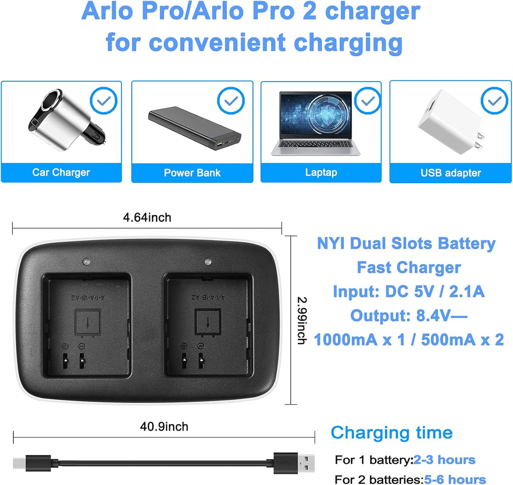 2560mAh Rechargeable Batteries and Charging Station (2 Batteries +1 Charger) C4485