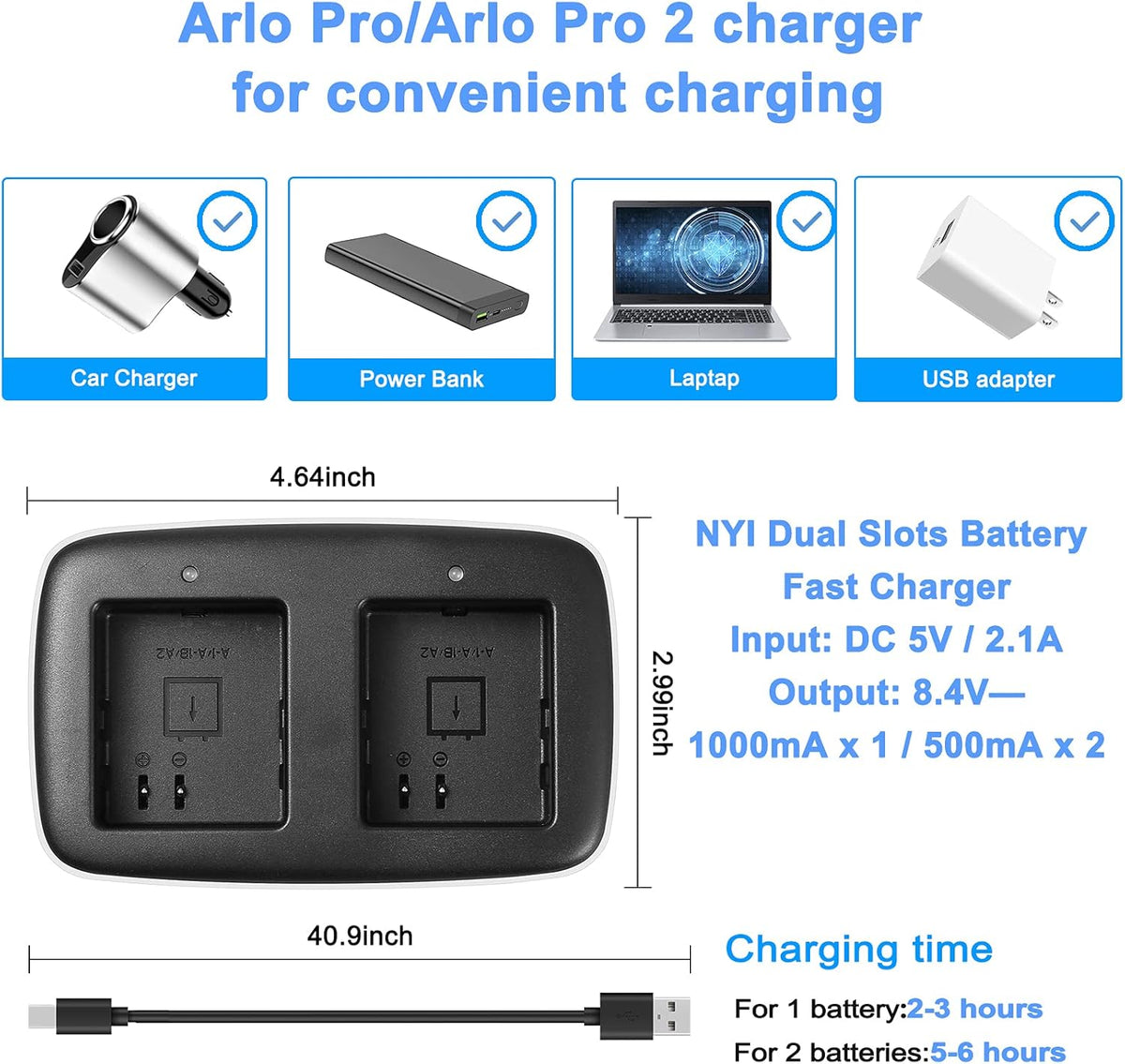 2560mAh Rechargeable Batteries and Charging Station (2 Batteries +1 Charger) C4485
