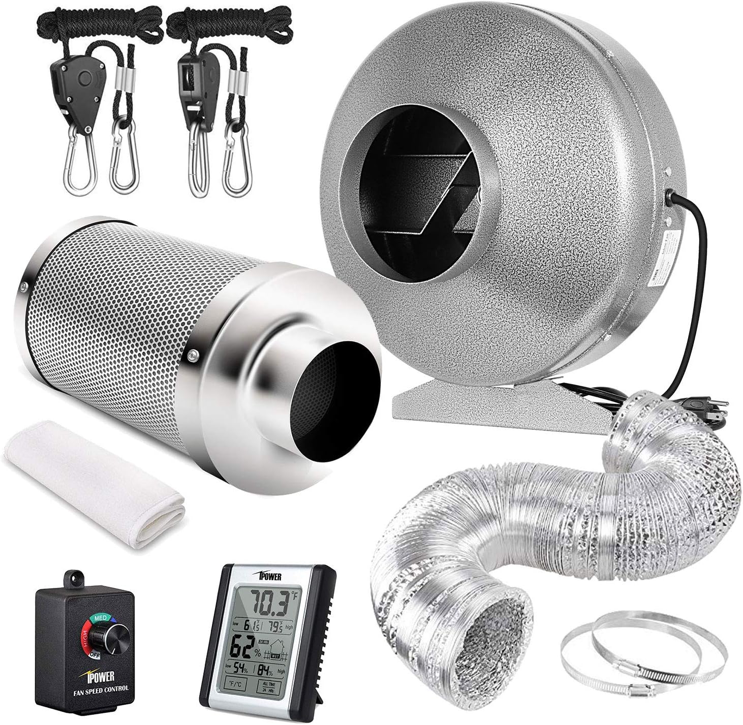 6 Inch Inline Fan Combo with Variable Speed Controller and Humidity Monitor W236976