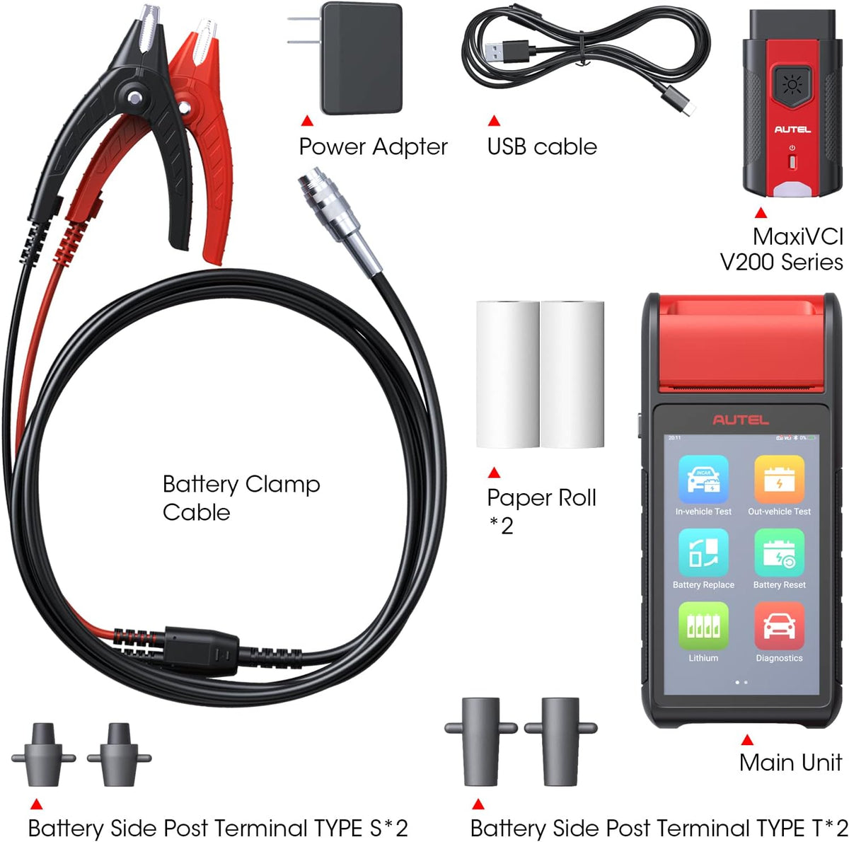 12V 100-3000 CCA Battery Tester with Cranking & Charging Systems Analyzer T56406