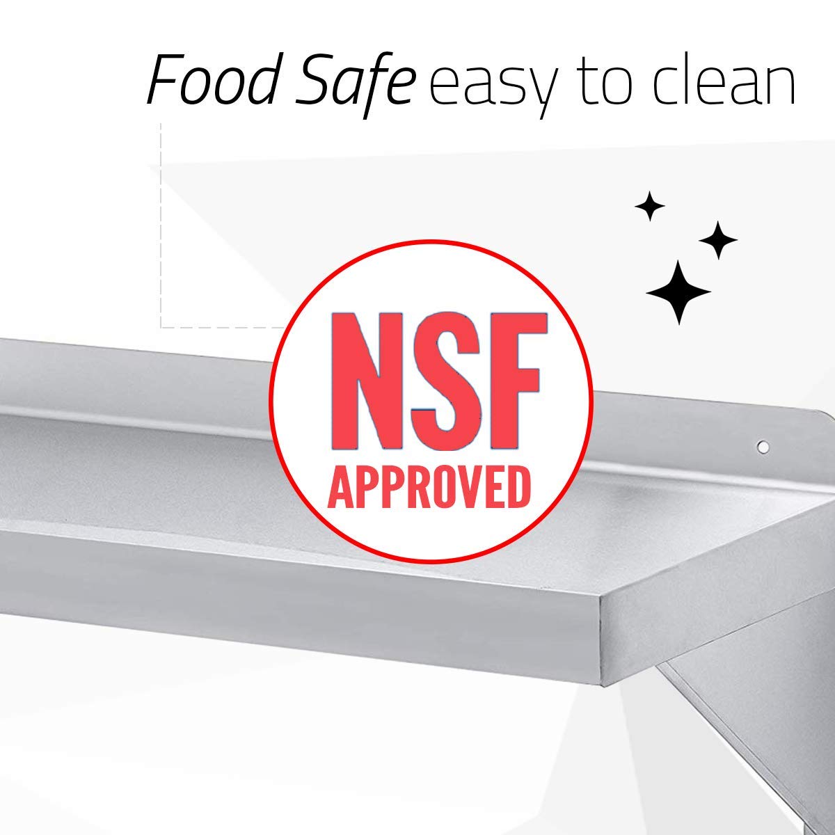 Stainless Steel Wall Mount Shelf 48" Wide x 14" Deep V6350