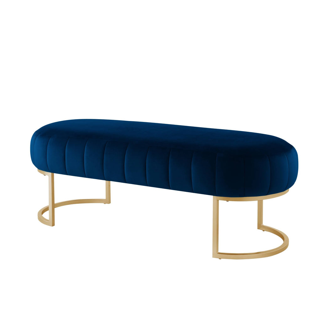 Navy/Gold Velvet Bench C4196