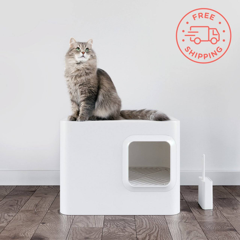 Cloud White Enclosed Cat Litter Box X55193