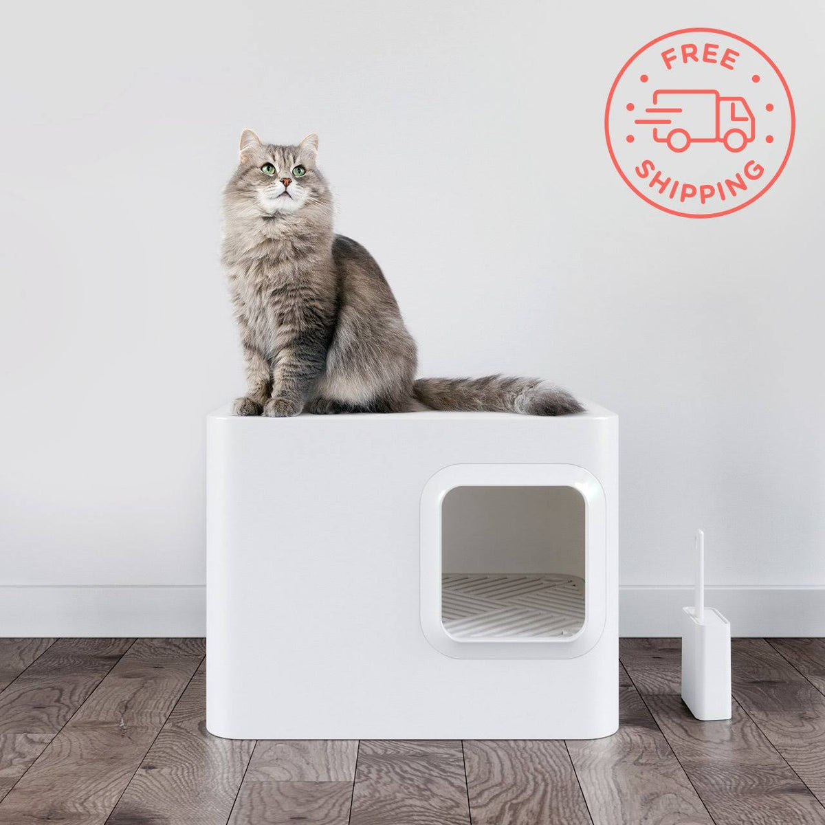 Cloud White Enclosed Cat Litter Box X55193