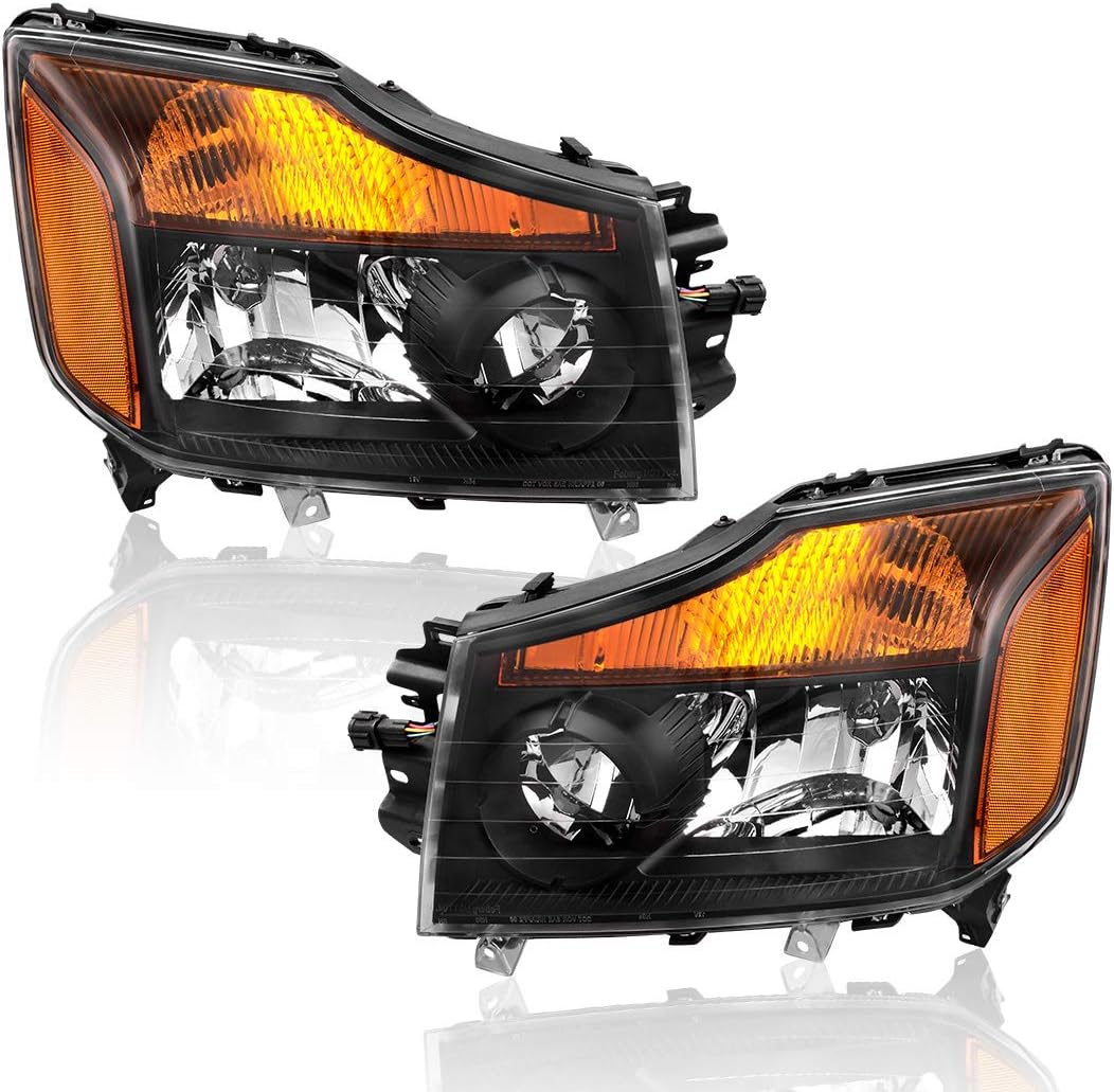 Headlight Assembly Black Housing with Amber Reflector Y15512