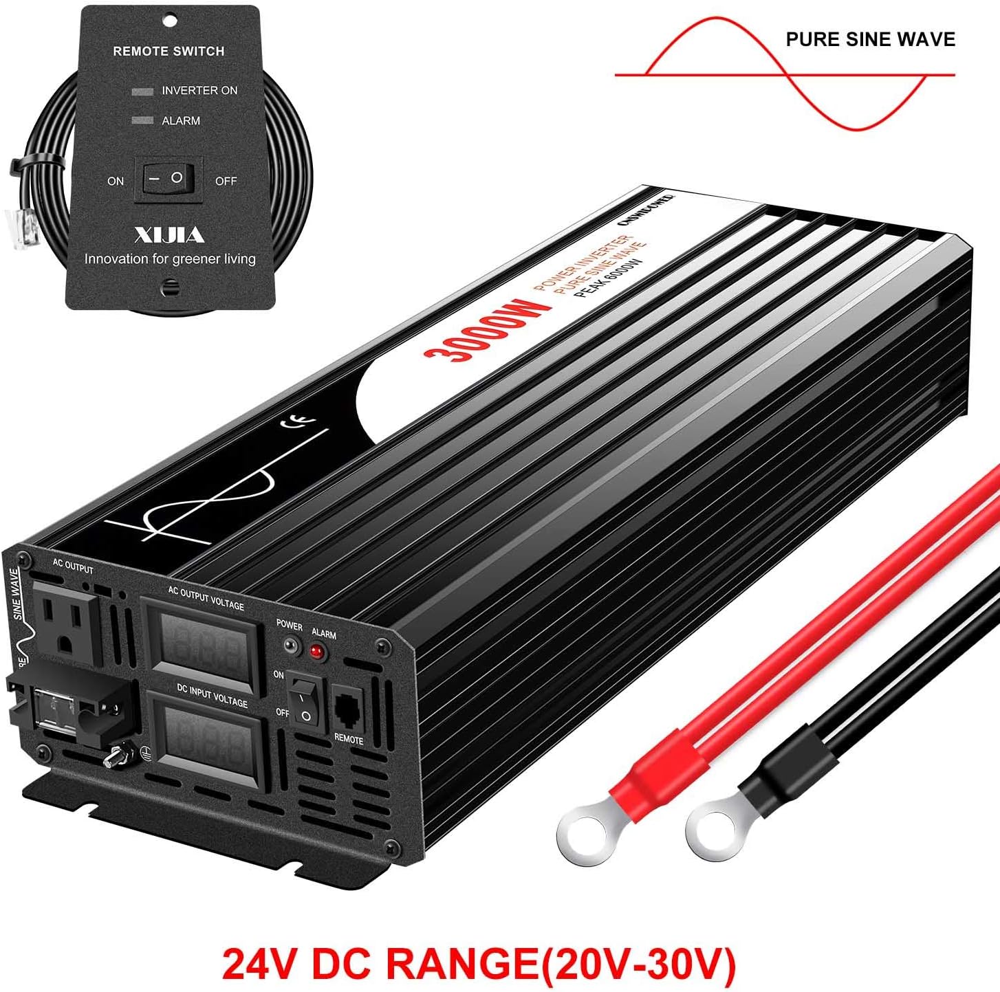 3000W Pure Sine Wave Power Inverter DC24V to 110V 120V AC Converter X598
