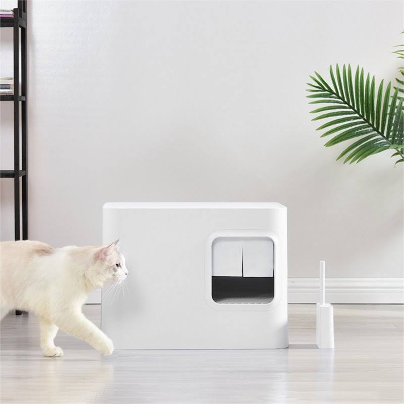 Cloud White Enclosed Cat Litter Box X55193