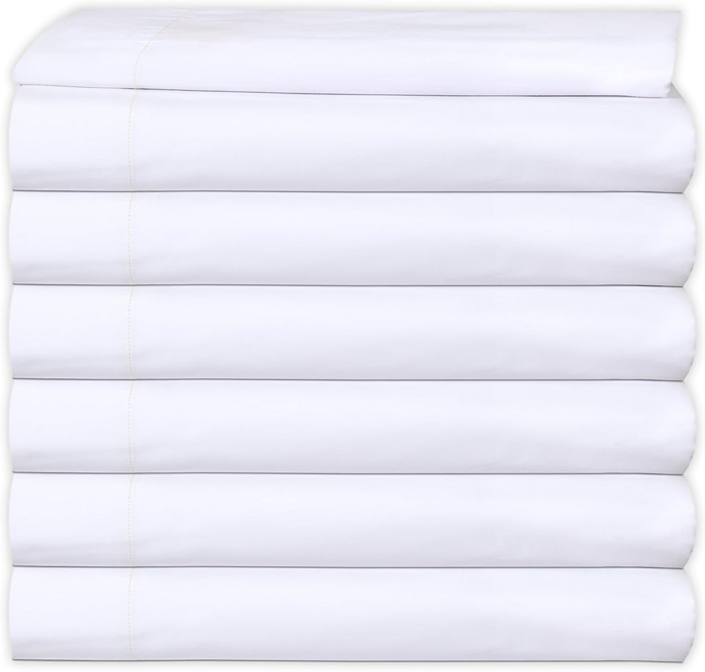 24 Queen Flat Sheets Bright White Percale Hotel Linen F87863