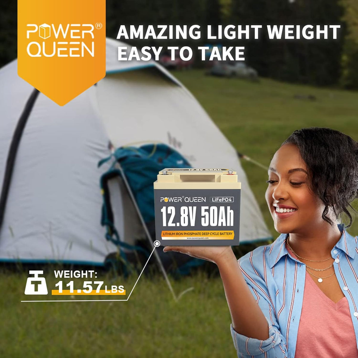 12.8V 50Ah LiFePO4 Battery, 640Wh Lithium Battery O33820